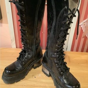New Rock Patent Leather lace-up boot (with zipper)  Metallic Reactor Eu 41 US 10